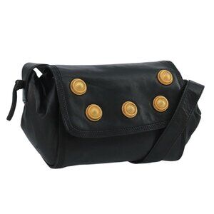 Authentic LOEWE Shoulder Bag Leather Black